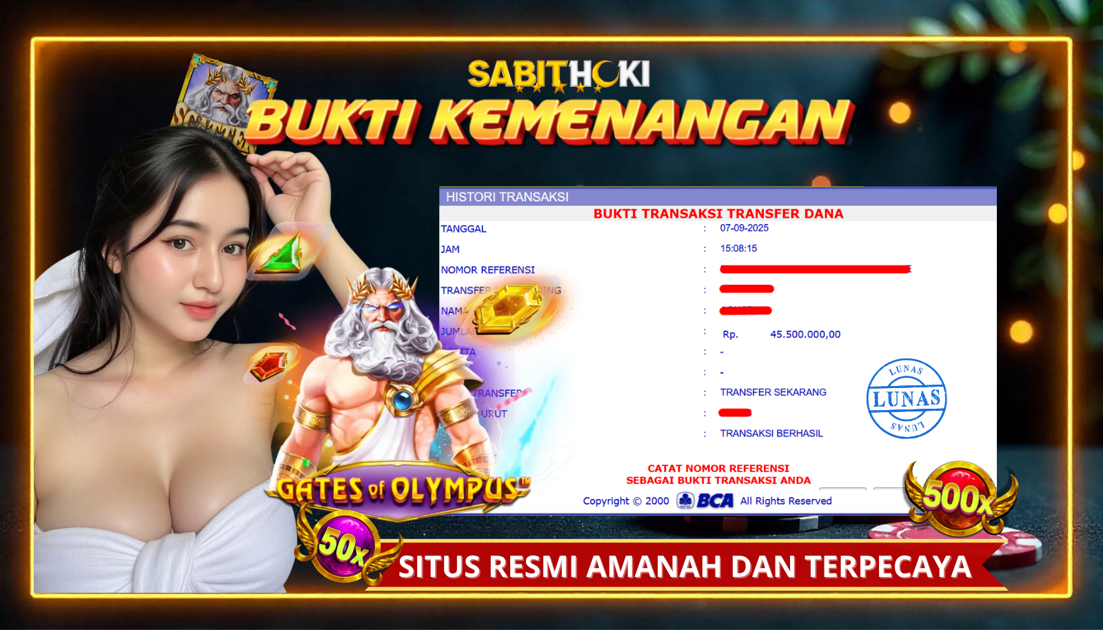 SELAMAT KEPADA MEMBER SETIA SABITHOKI BERHASIL MENANG DI PERMAINAN SLOT GATES OF OLIMPUS